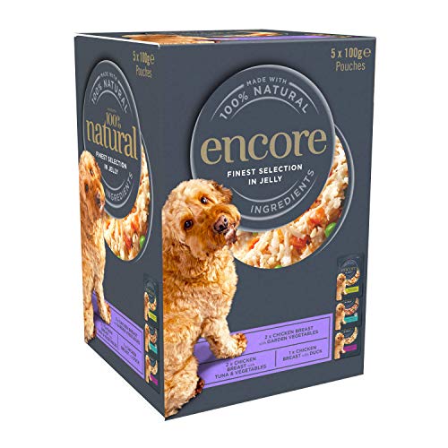 Encore Natural Wet Dog Food Pouches Chicken Selection in Jelly, 5x100g Pouch